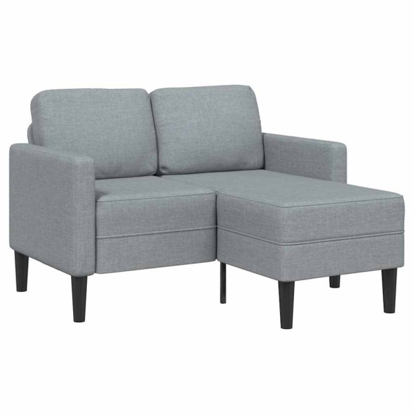 Double sofa with chaise longue, L-shaped, light gray, 125 cm, fabric