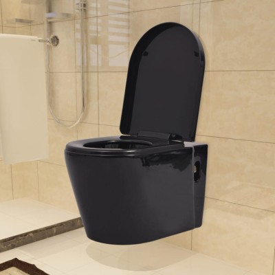 Hanging ceramic toilet, black