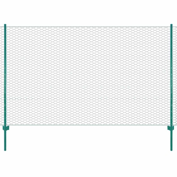 Mesh fence made of wire with posts, green width, 25x2 m