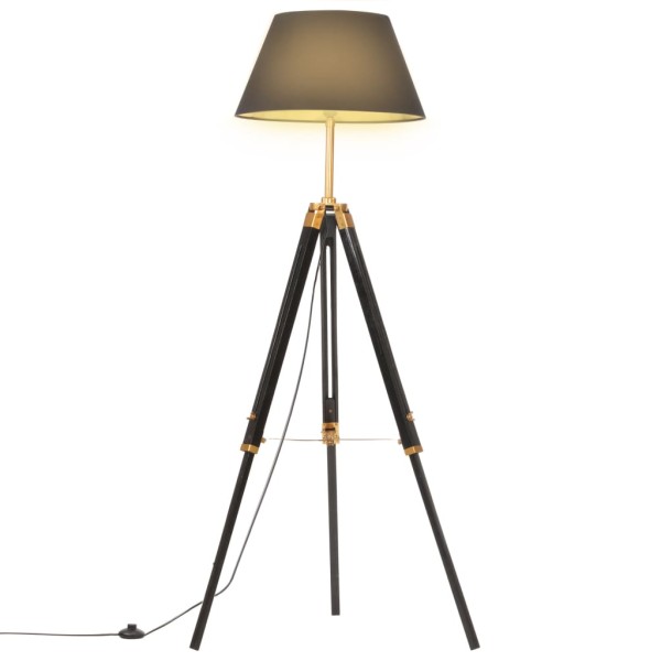 Tripod lamp, black and gold, 141cm, solid teak