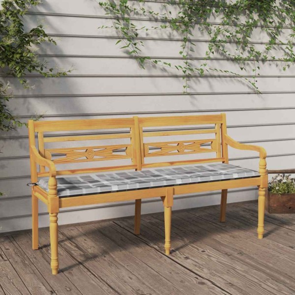 Batavia bench with checkered cushion, 150cm, teak