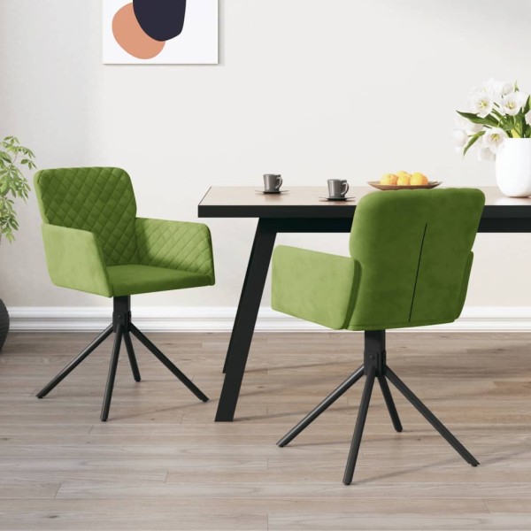 Swivel dining chairs, 2 pcs., light green, velvet