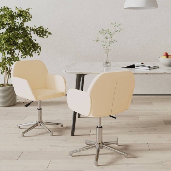 Swivel dining chairs, 2 pcs., cream color, fabric