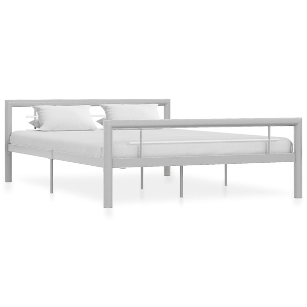 Bed frame, gray and white, 140x200cm, metal