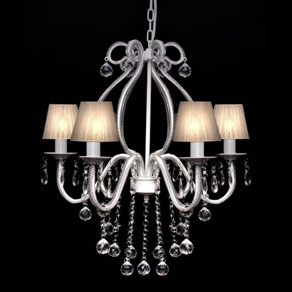 Chandelier with 2300 crystal beads, white