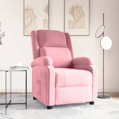 Reclining chair, pink, velvet