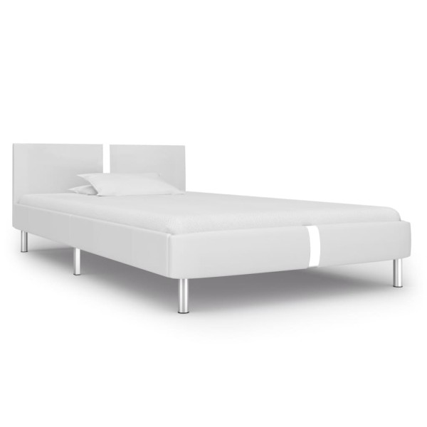 Bed frame, white, 90x200 cm, artificial leather