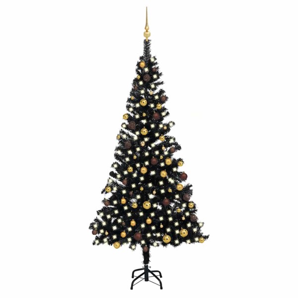 Artificial Christmas tree with toys, black, 210cm, PVC