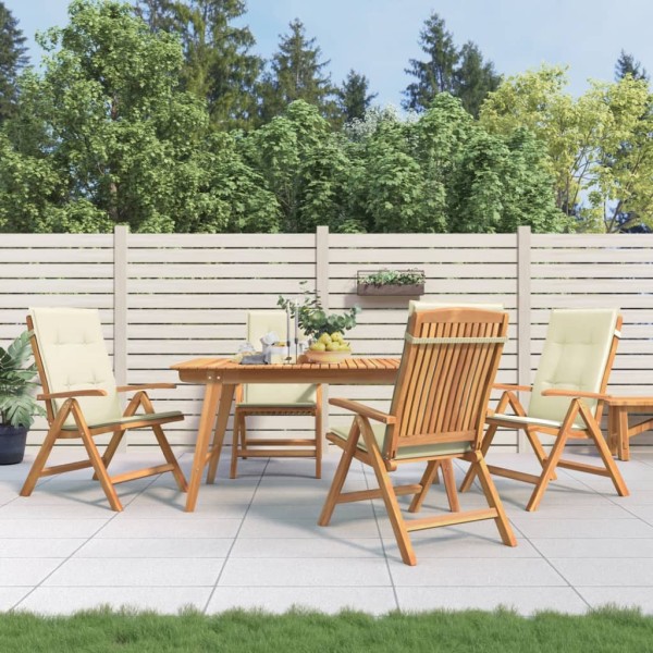 Reclining garden chairs with cushions, 4 pcs., solid teak