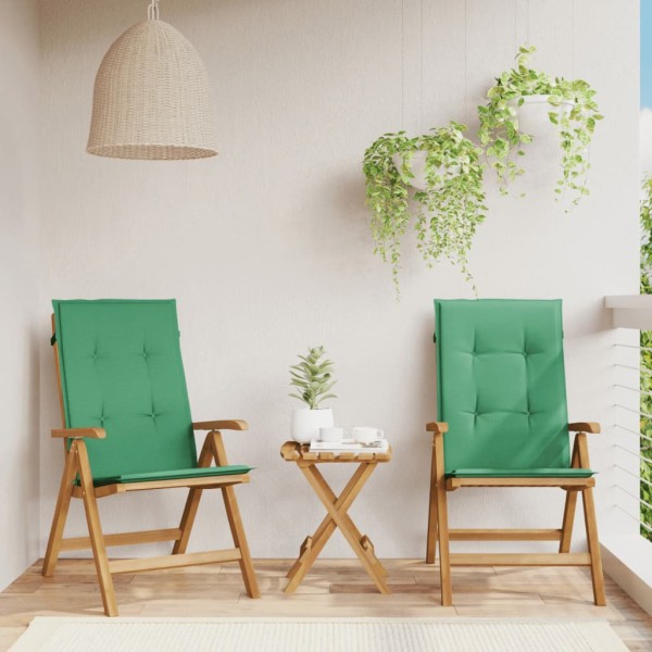 Reclining garden chairs with cushions, 2 pcs., solid teak