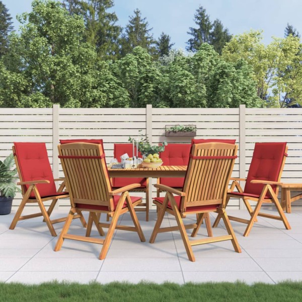 Reclining garden chairs with cushions, 6 pcs., solid teak