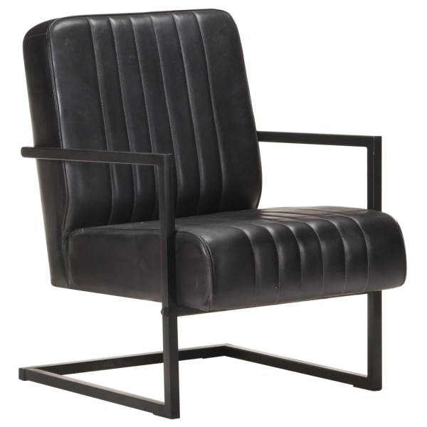 Armchair, black, genuine leather