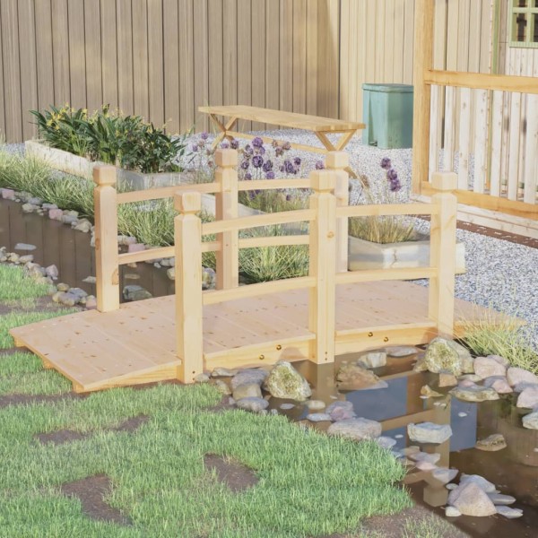 Garden bridge with railing, 150x67x56cm, solid spruce wood