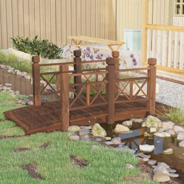 Garden bridge with railing, 150x67x56cm, solid spruce wood