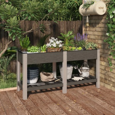 High garden bed with shelf,...