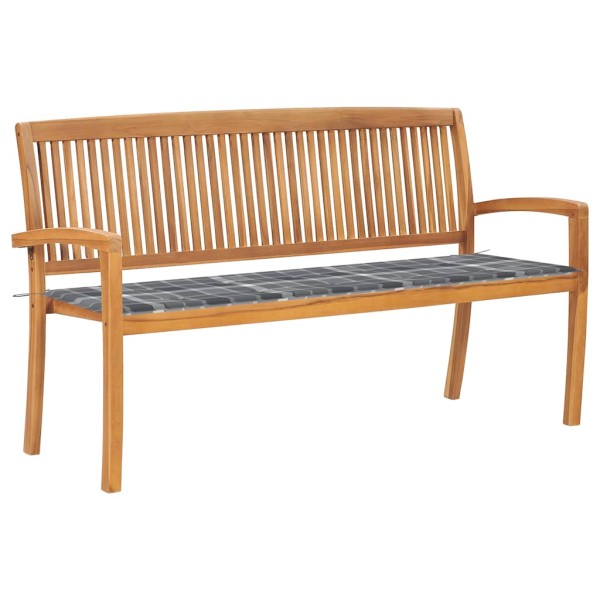 Folding garden bench with cushion, 159 cm, teak