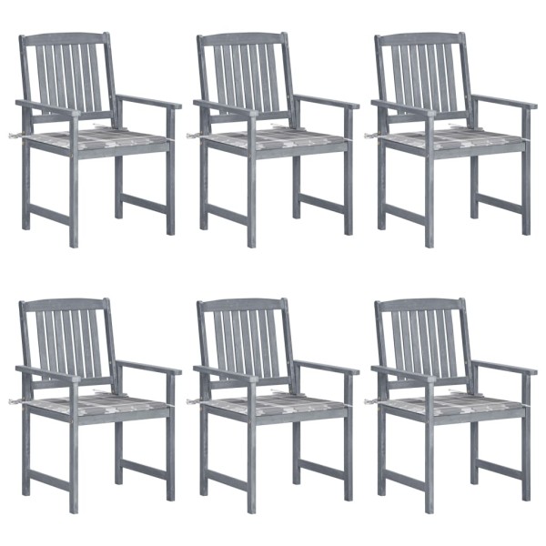Garden chairs with cushions, 6 pcs., gray, solid acacia