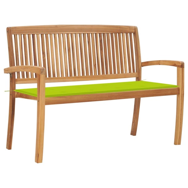 Assembled garden bench with cushion, 128.5 cm, teak