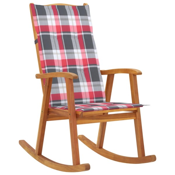 Rocking chair with cushions, solid acacia wood