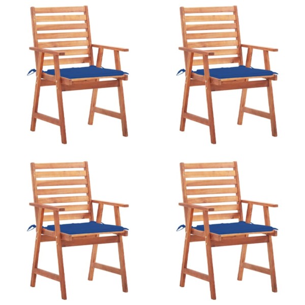 Outdoor dining chairs with cushions, 4 pcs., solid acacia
