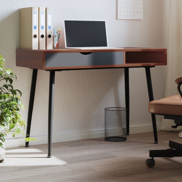 Computer desk with drawer, brown, 110x50x75cm, wood