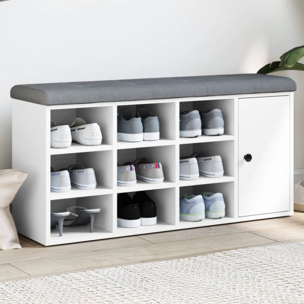 Shoe bench, white, 102x32x50cm, processed wood