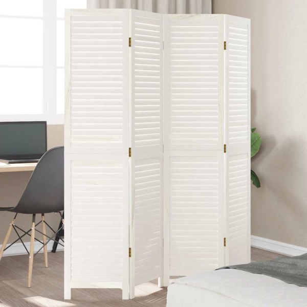 Room divider, 4 segments, white, paulownia massif