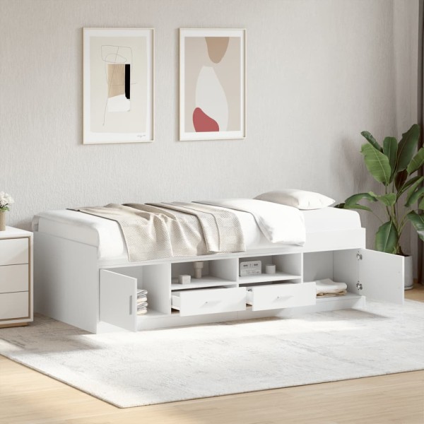 Couch with drawers without mattress, white, 90x200 cm
