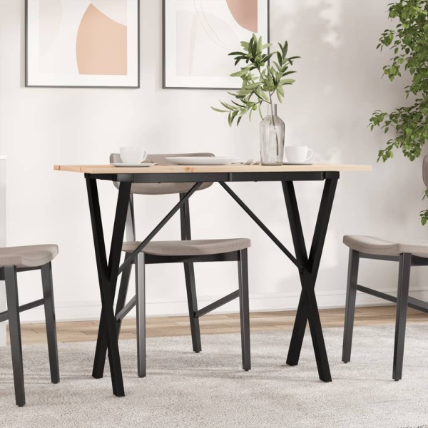 Dining table, 100x50x75cm, pine and steel, X-frame