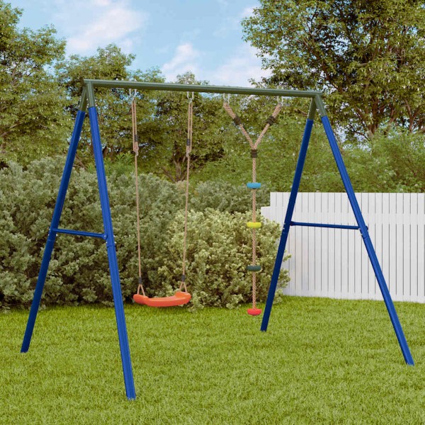 Outdoor swing set with swing and disc swing