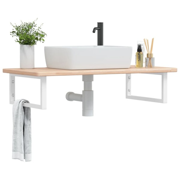 Washbasin shelf, steel and solid oak wood