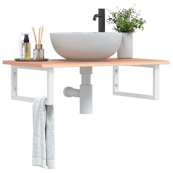 Washbasin shelf, steel and solid oak wood