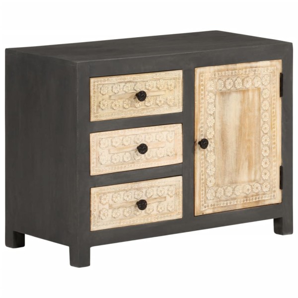 Side cabinet, gray and white, 75x35x55cm, solid mango