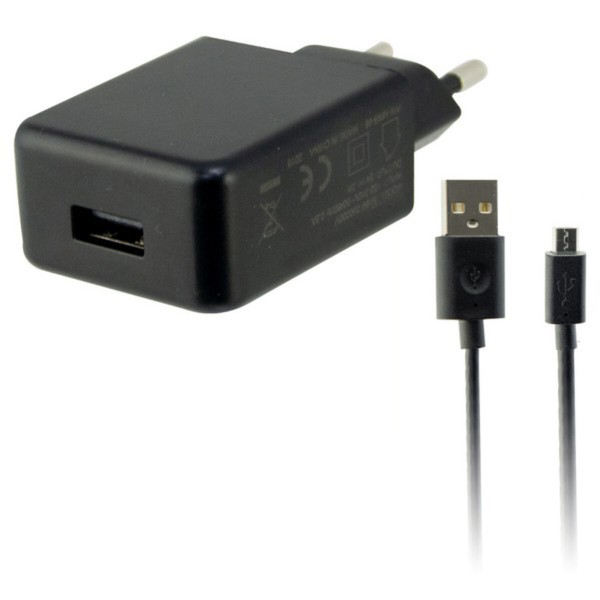 Sienas Lādētājs + Micro USB Kabelis KSIX USB 2A Melns