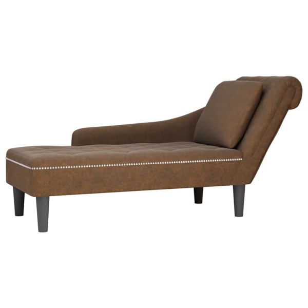 Lounger with pillow/armrest on the right, brown