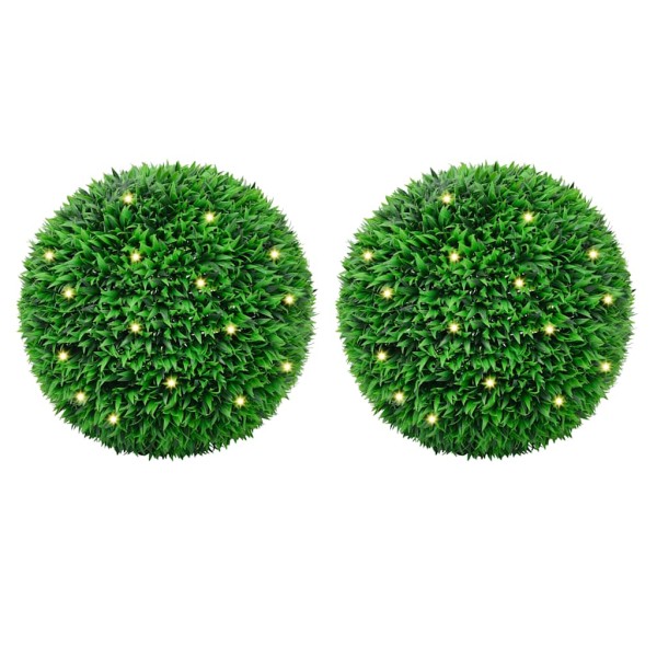 Artificial boxwood bushes with LED lights 2 pcs. green 55cm