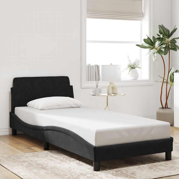 Bed frame Dover, black, 90x190 cm, velvet