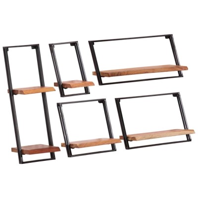 Wall shelves, 5 pcs., solid...
