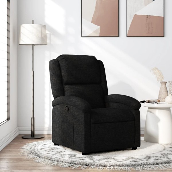 Reclining chair, black, fabric