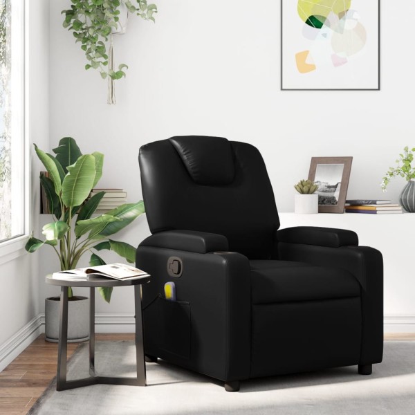 Massage reclining chair, black, artificial leather