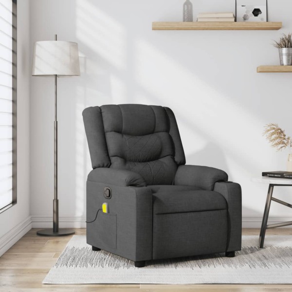 Massage reclining chair, dark gray, fabric