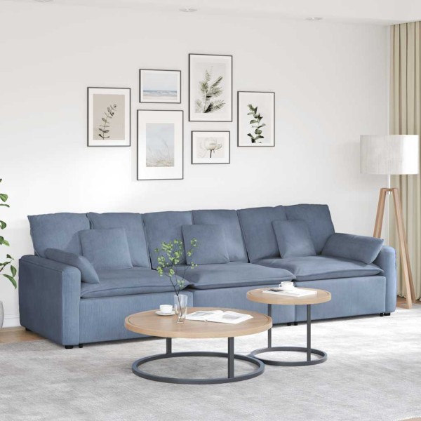 Modular sofa with cushions, blue