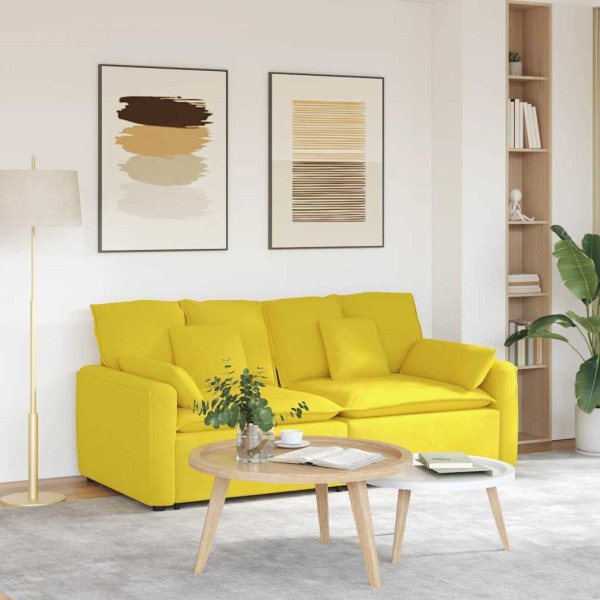 Modular sofa with cushions, light yellow