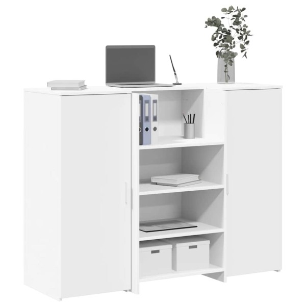 Reception desk, white, 135x50x103.5 cm, engineered wood