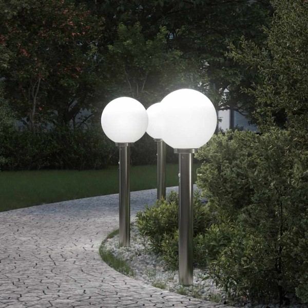 Lamps with sensor, 3 pcs., 80 cm, stainless steel, IP44