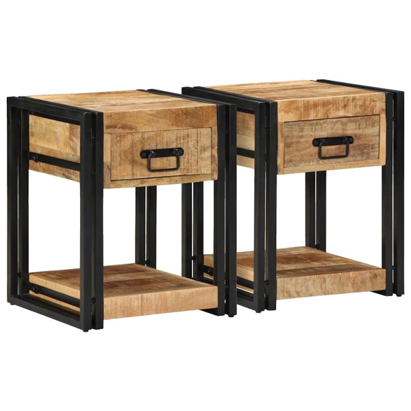 Nightstands, 2 pcs., 40x40x50cm, solid untreated mango wood