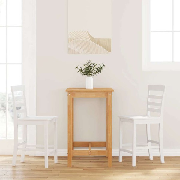 Bar stools, 2 pcs., white, solid wood, rubber