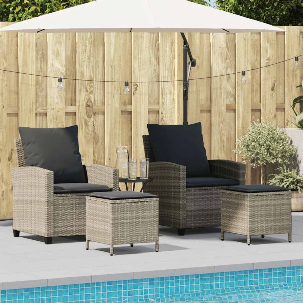 4-piece garden sofa set with cushions, light gray, polyrattan