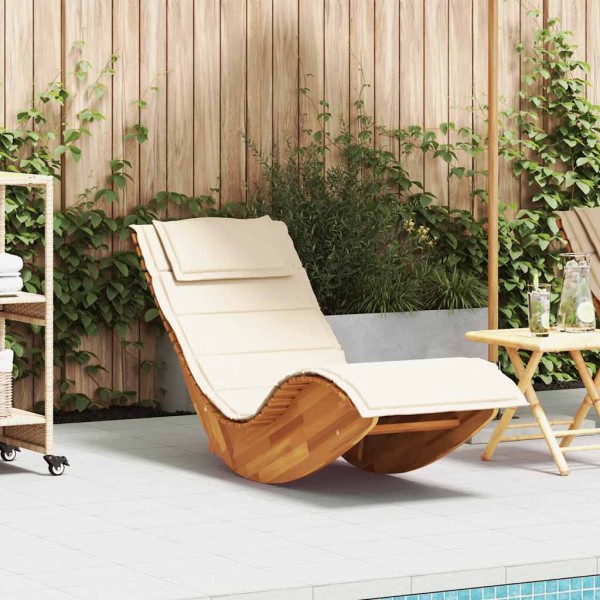 Swivel sun lounger with cushion, solid acacia