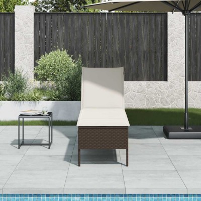 Sunbed with cushion, brown,...